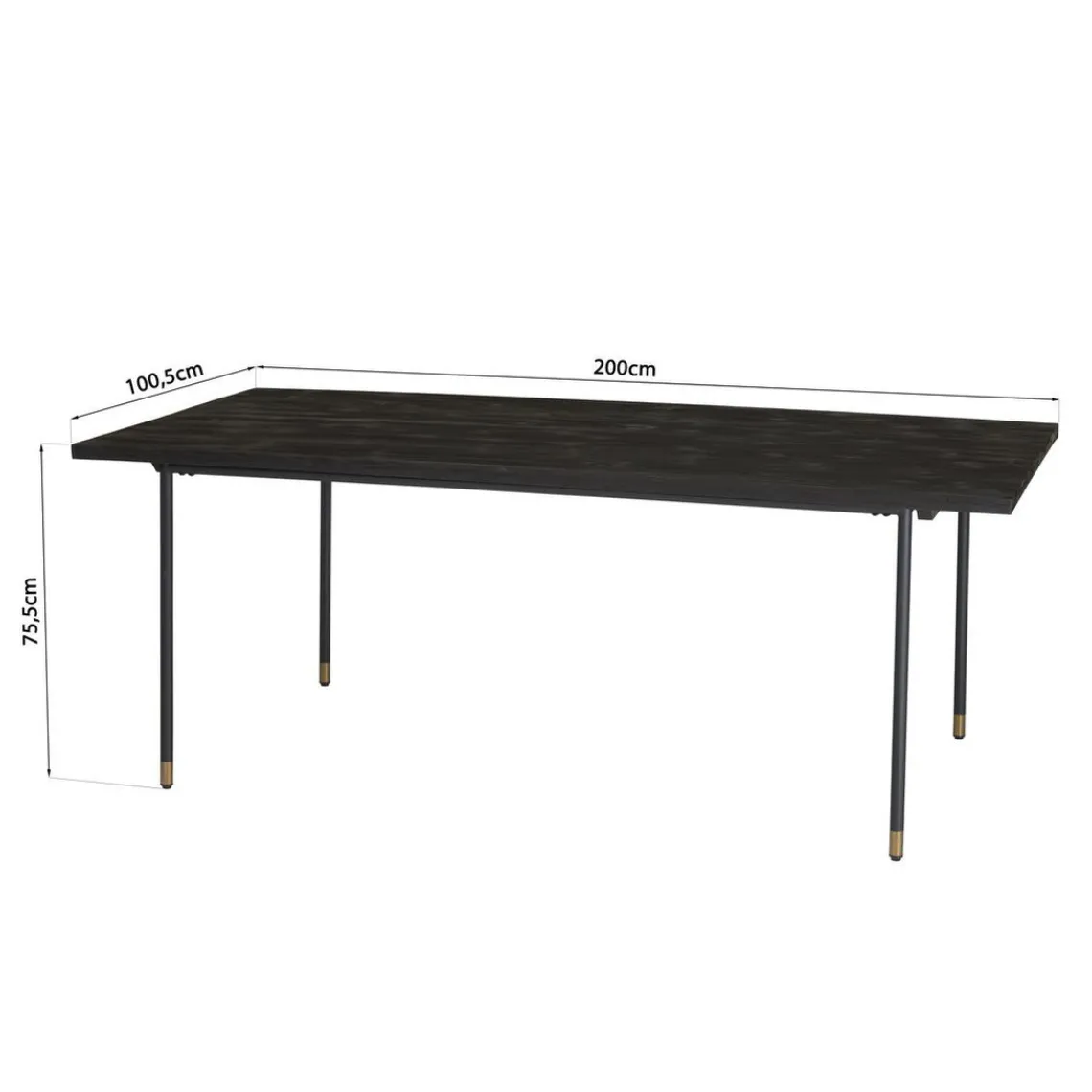 Macabane Table à Manger Noire 200 x 100 cm Pin Vieilli YANIS Online