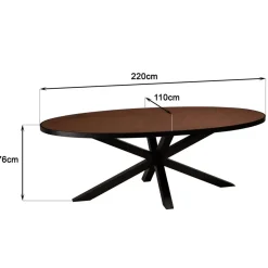 Macabane Table à manger ovale couleur rouille et effet pierre BASILE Clearance