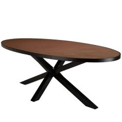 Macabane Table à manger ovale couleur rouille et effet pierre BASILE Clearance