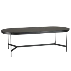 Macabane Table à manger ovale Noir piètement métal Hot