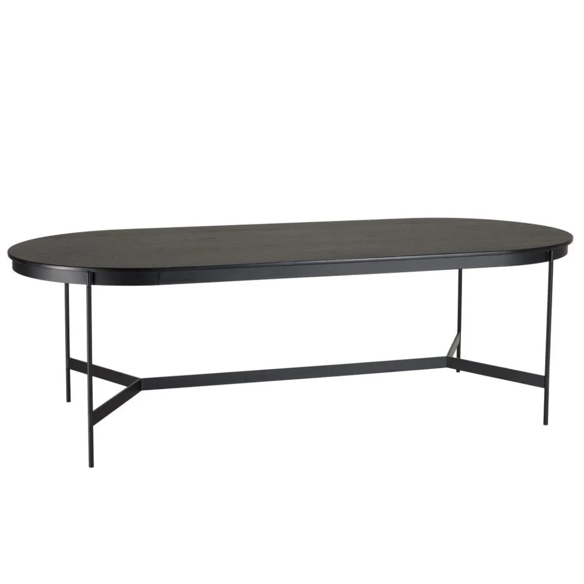 Macabane Table à manger ovale Noir piètement métal Hot