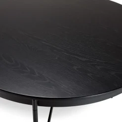 Macabane Table à manger ovale Noir piètement métal Hot