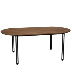 Macabane Table à manger ovale 200x105cm plateau bois de teck recyclé