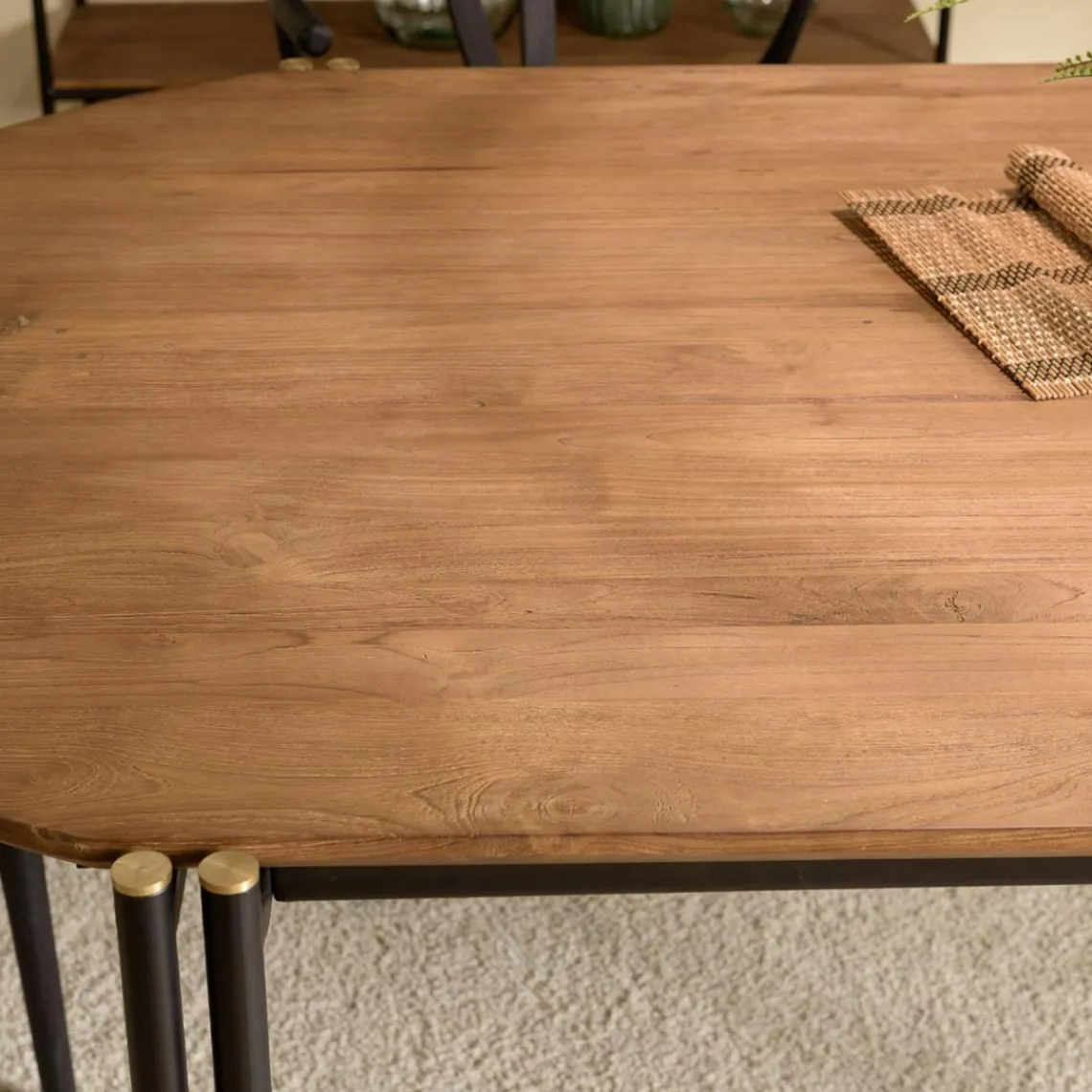 Macabane Table à manger ovale 200x105cm plateau bois de teck recyclé