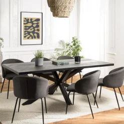 Macabane Table à manger plateau noir effet pierre BASILE Online
