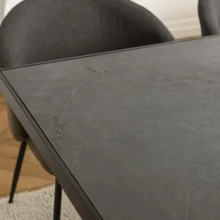 Macabane Table à manger plateau noir effet pierre BASILE Online
