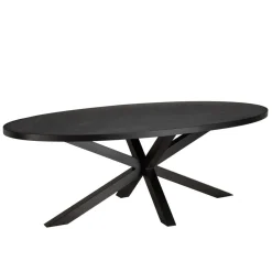 Macabane Table à manger plateau ovale noire effet pierre BASILE Discount