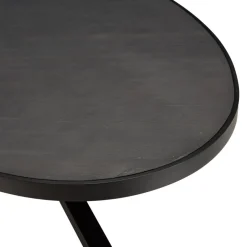 Macabane Table à manger plateau ovale noire effet pierre BASILE Discount