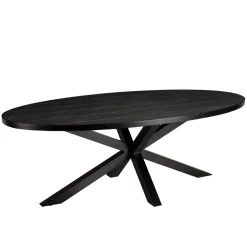 Macabane Table à manger plateau ovale effet pierre motifs dorés BASILE New