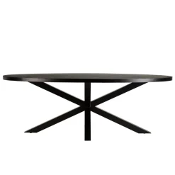 Macabane Table à manger plateau ovale effet pierre motifs dorés BASILE New