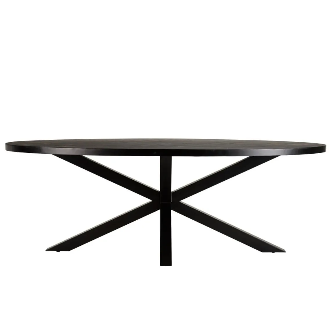 Macabane Table à manger plateau ovale effet pierre motifs dorés BASILE New