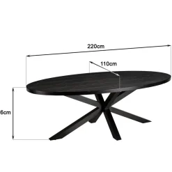 Macabane Table à manger plateau ovale effet pierre motifs dorés BASILE New