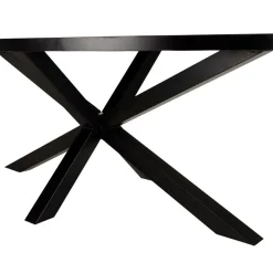 Macabane Table à manger plateau ovale effet pierre motifs dorés BASILE New