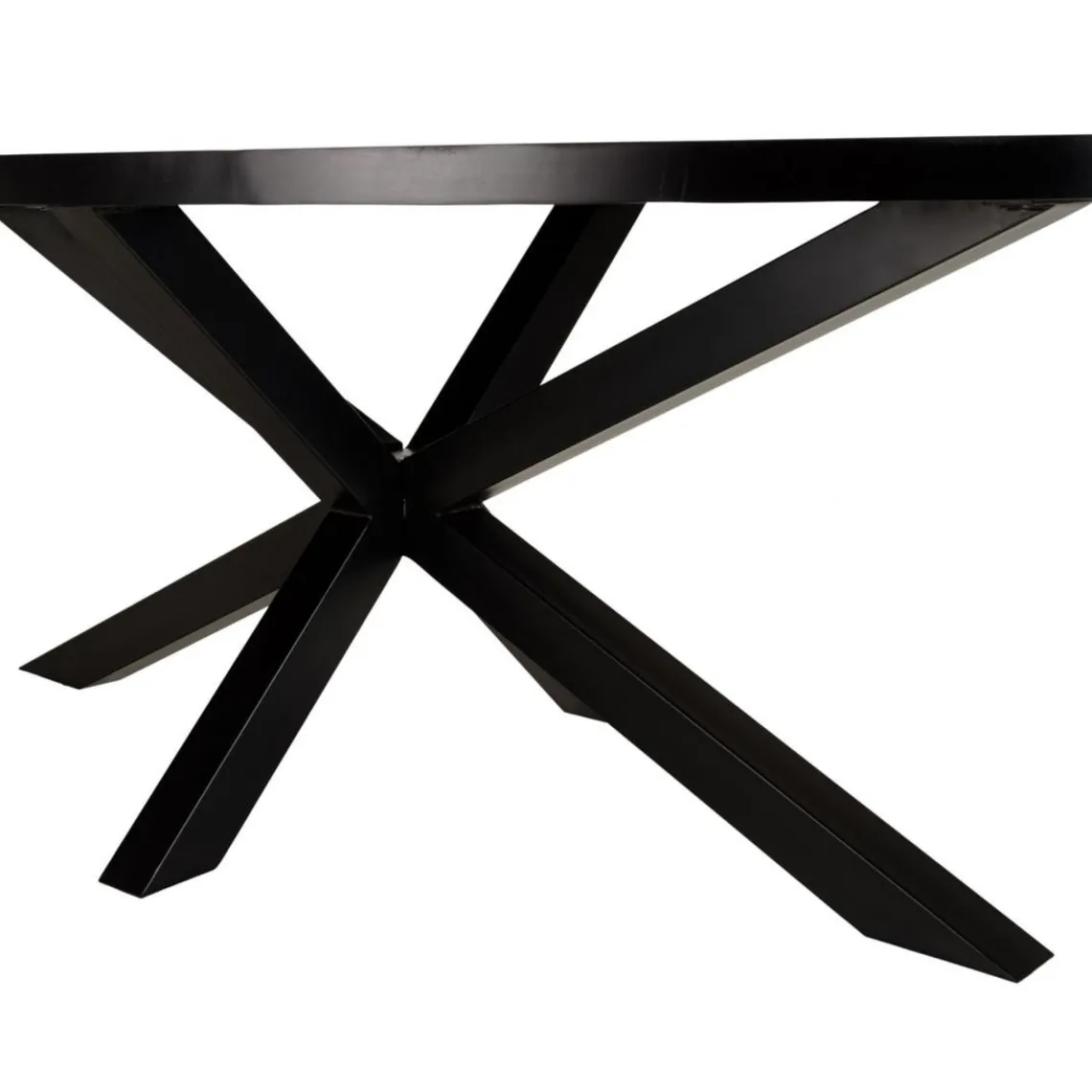 Macabane Table à manger plateau ovale effet pierre motifs dorés BASILE New