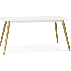 ALTEREGO Table à Manger rectangulaire blanche pieds bois CANDY Sale