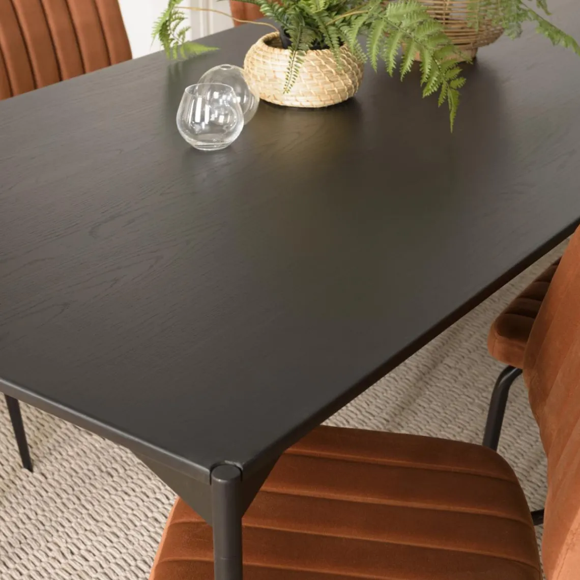 Macabane Table à manger rectangulaire Noir piètement métal Outlet