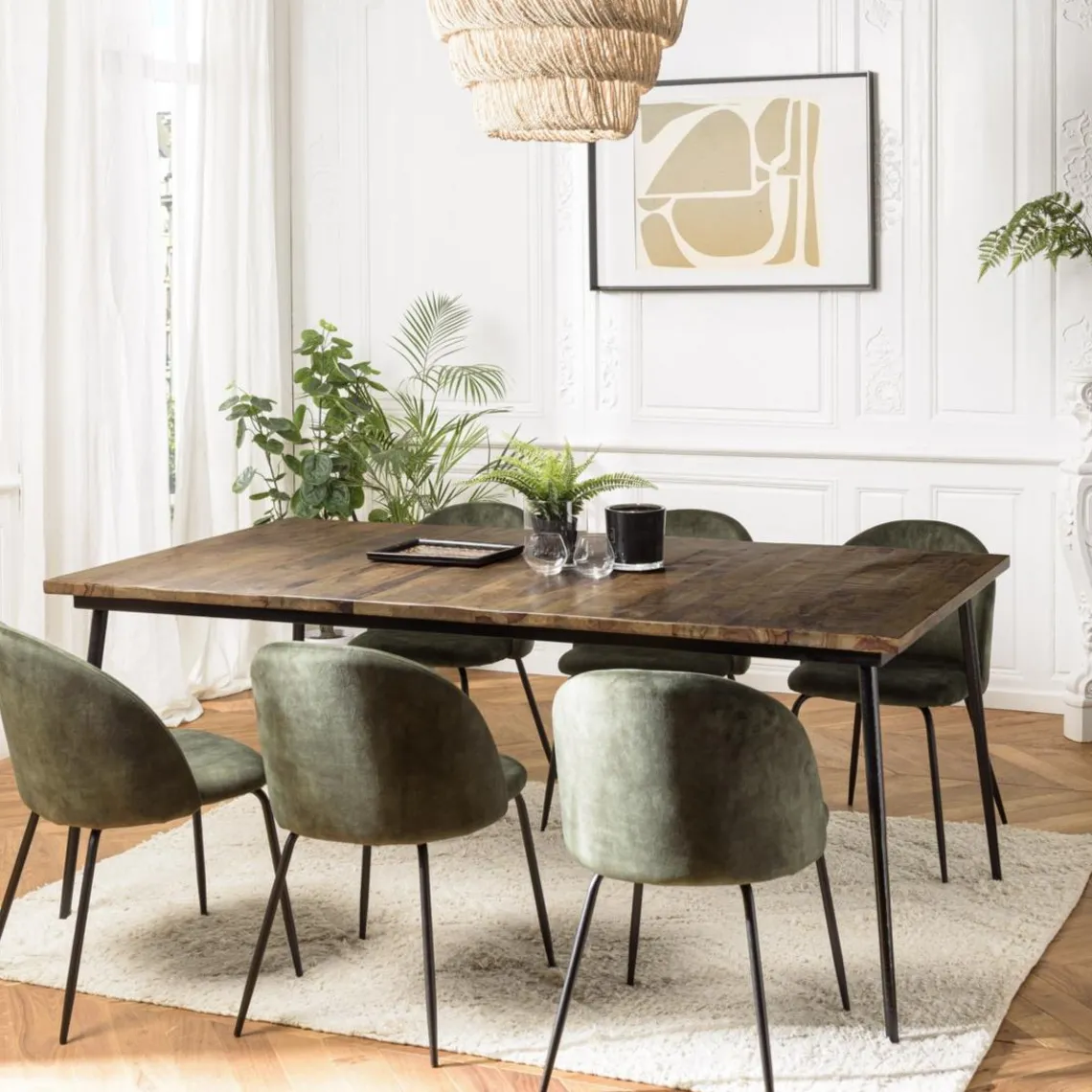 Macabane Table à manger rectangulaire en bois mahogany KIARA Discount