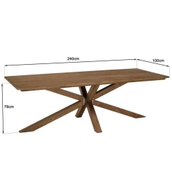 Macabane Table à manger rectangulaire 240x100cm en bois teck recyclé New