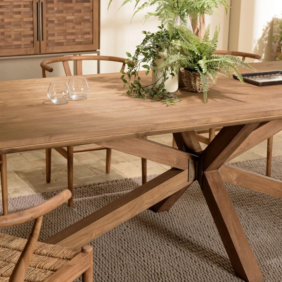 Macabane Table à manger rectangulaire 240x100cm en bois teck recyclé New