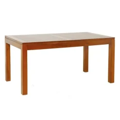 Macabane Table à manger rectangule avec rallonge 160x200 cm en bois mindi Best