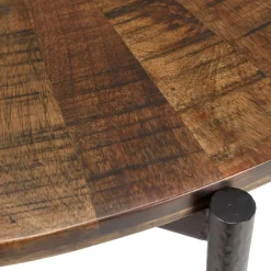 Macabane Table à manger ronde en bois et pieds métal KIARA Online