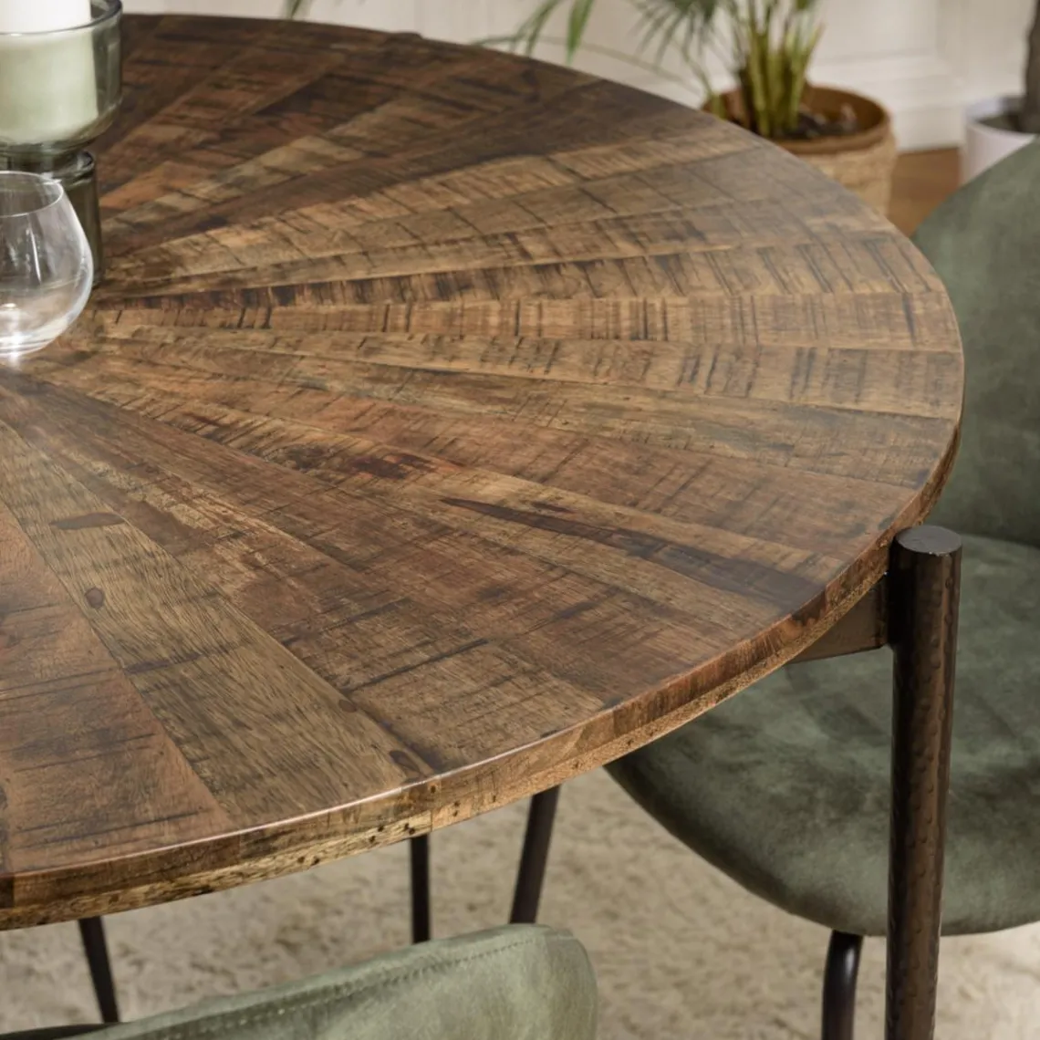 Macabane Table à manger ronde en bois et pieds métal KIARA Online