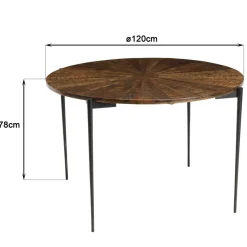 Macabane Table à manger ronde en bois et pieds métal KIARA Online