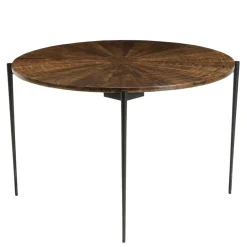 Macabane Table à manger ronde en bois et pieds métal KIARA Online