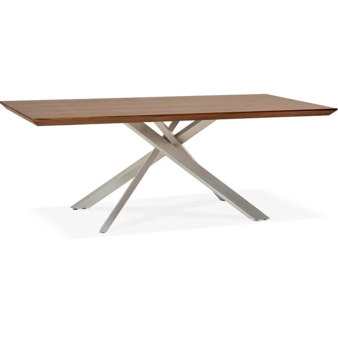 ALTEREGO Table à manger 'WALABY' en bois finition Noyer avec pied central en métal New