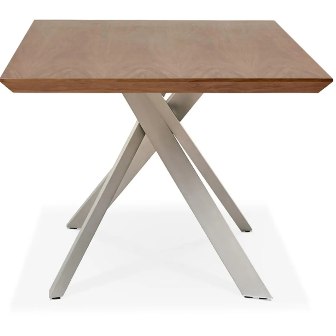 ALTEREGO Table à manger 'WALABY' en bois finition Noyer avec pied central en métal New