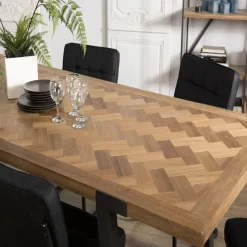 Macabane Table à manger 220x100cm Sapin et métal CARLA Best