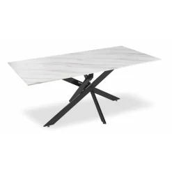 3S. x Home Table A Manger En Marbre Blanc Et Pieds Noir Discount