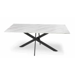 3S. x Home Table A Manger En Marbre Blanc Et Pieds Noir Discount