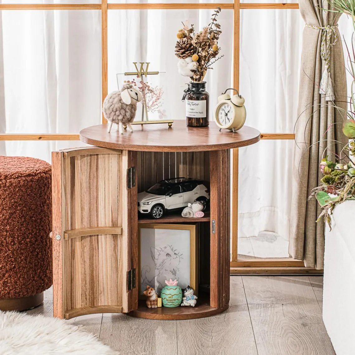 3S. x Home Table Appoint Bout de Canape Rangement en Bois