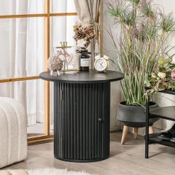 3S. x Home Table Appoint Bout de Canape Rangement en Bois noir Discount