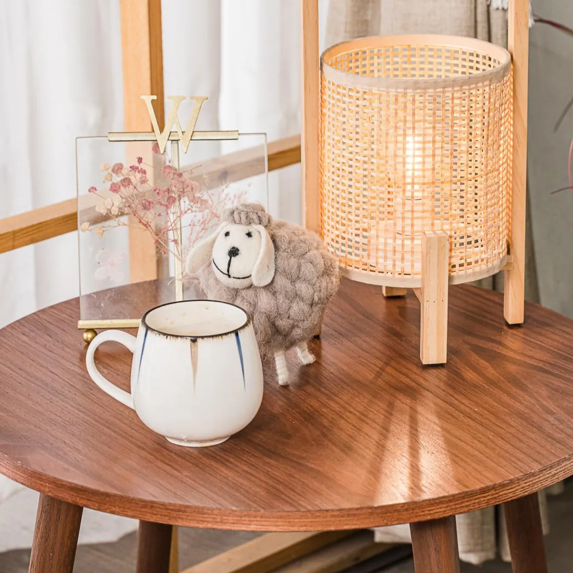 3S. x Home Table Appoint Bout de Canape Meuble Bois Rond Discount