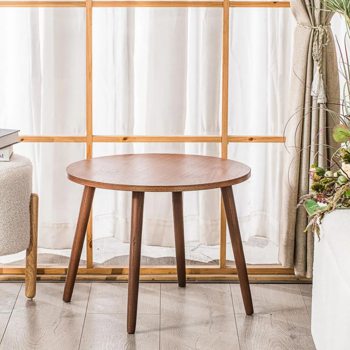 3S. x Home Table Appoint Bout de Canape Meuble Bois Rond Discount