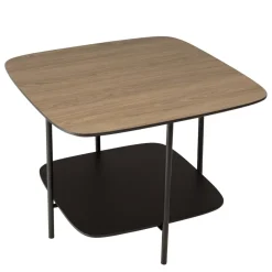 Macabane Table basse 2 plateaux bi-matière mocha noir pieds métal Online