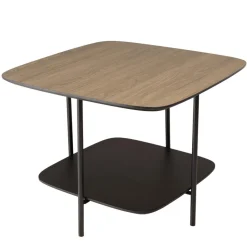 Macabane Table basse 2 plateaux bi-matière mocha noir pieds métal Online