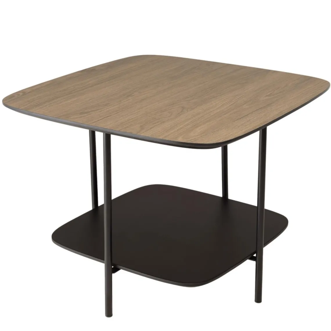 Macabane Table basse 2 plateaux bi-matière mocha noir pieds métal Online