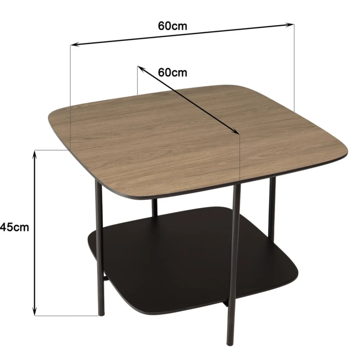 Macabane Table basse 2 plateaux bi-matière mocha noir pieds métal Online
