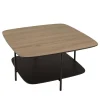 Macabane Table basse 2 plateaux bi-matière mocha noir pieds métal JULIA Best