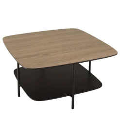 Macabane Table basse 2 plateaux bi-matière mocha noir pieds métal JULIA Best