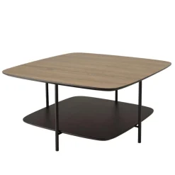 Macabane Table basse 2 plateaux bi-matière mocha noir pieds métal JULIA Best