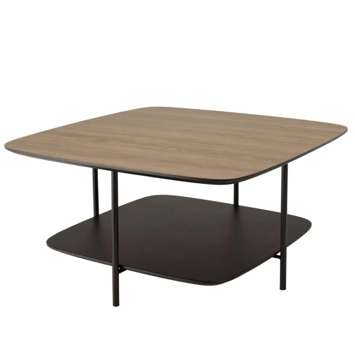 Macabane Table basse 2 plateaux bi-matière mocha noir pieds métal JULIA Best
