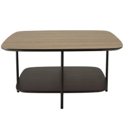 Macabane Table basse 2 plateaux bi-matière mocha noir pieds métal JULIA Best