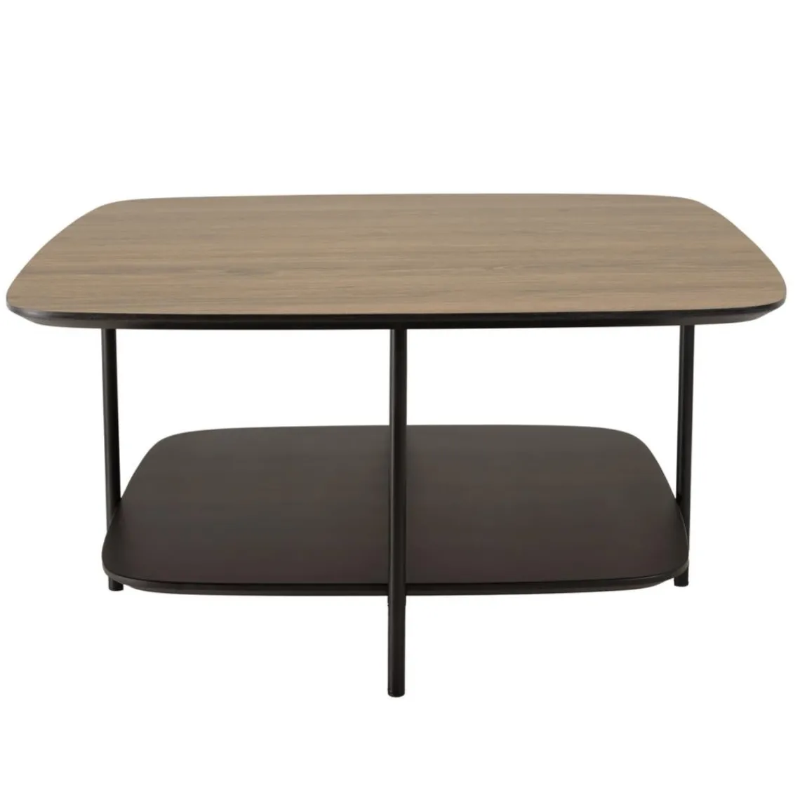 Macabane Table basse 2 plateaux bi-matière mocha noir pieds métal JULIA Best