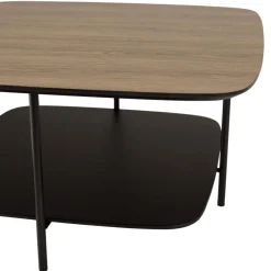 Macabane Table basse 2 plateaux bi-matière mocha noir pieds métal JULIA Best