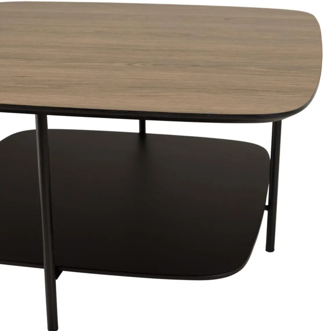 Macabane Table basse 2 plateaux bi-matière mocha noir pieds métal JULIA Best