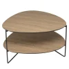 Macabane Table basse 2 plateaux forme ovoïde couleur mocha pieds métal JULIA Clearance